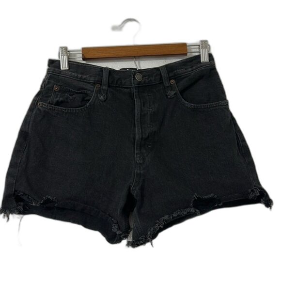 We The Free Womens Button Fly High Rise Denim Shorts Black Size 27 Raw Hem Black - Picture 1 of 13